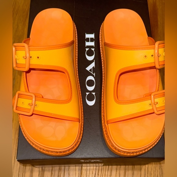 Coach Shoes - Coach Lainey Rubber Sandals Honeycomb Orange Size 9 NWT Bold,Bright,Statement